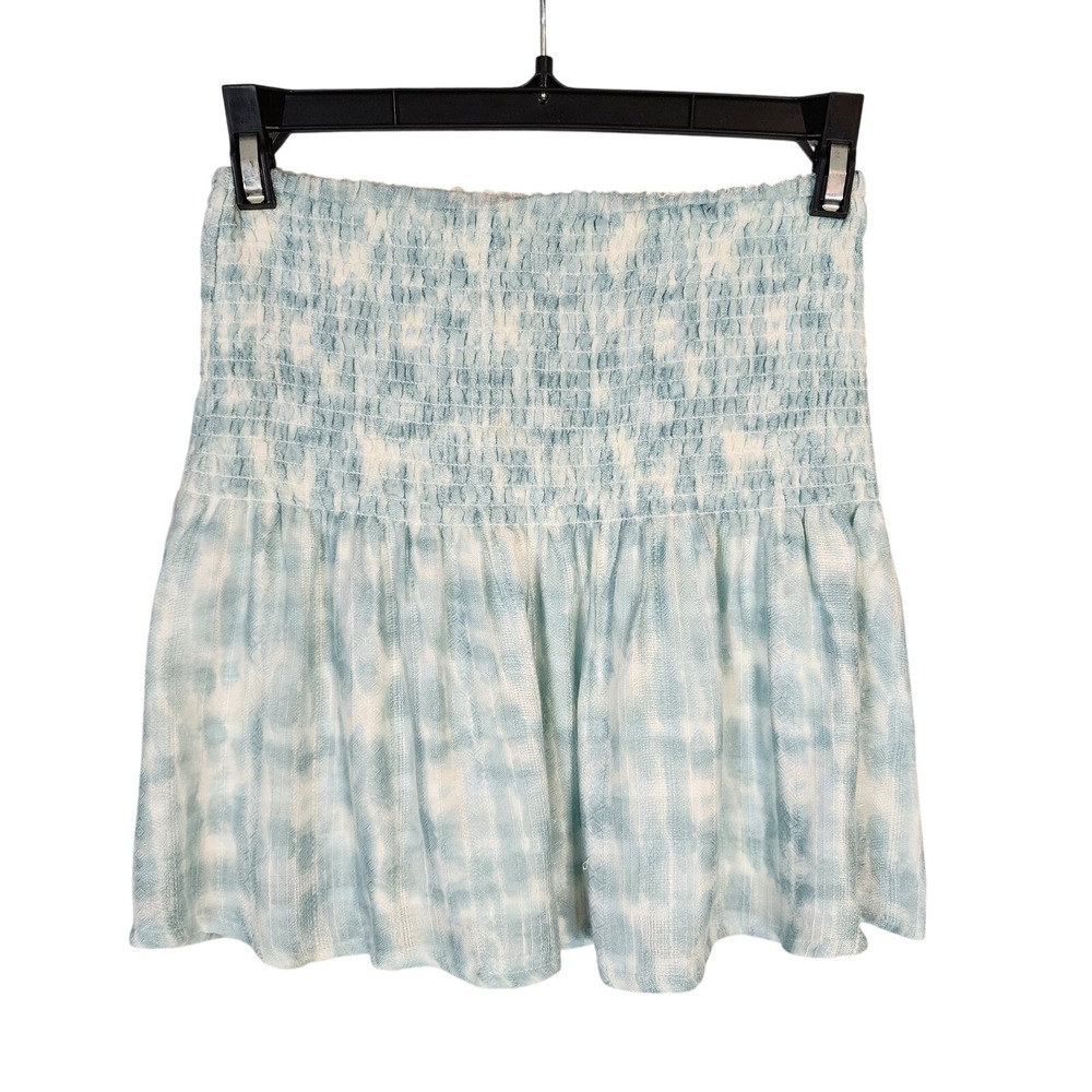 SKY TO MOON Size Small Smocked Waistband Tie Dye Flowy Lined Mini Skirt Festival